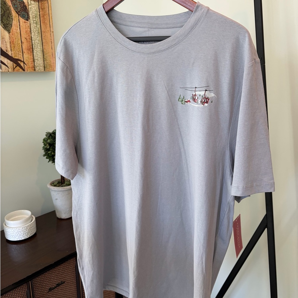 Perry Ellis Light Gray Graphic Crewneck Tee